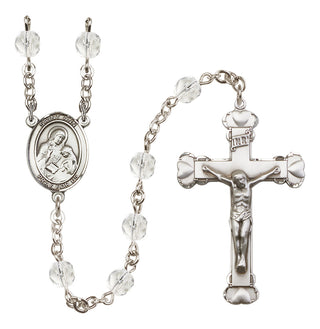 Silver-Plated 6mm Saint Ann  Engraved Catholic Rosaries