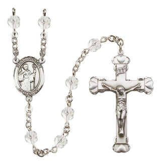 Silver Plated 6mm Fire Polished Saint Augustine Rosary in Crystal