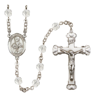 Silver Plated 6mm Fire Polished Saint Alexander Sauli Rosary in Crystal