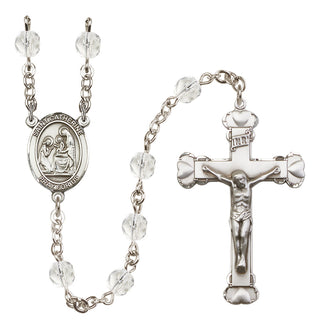 Silver Plated 6mm Fire Polished Saint Catherine of Siena Rosary in Crystal