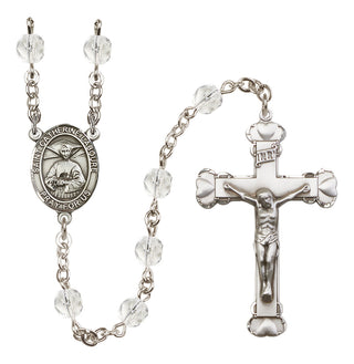 Silver Plated 6mm Fire Polished Saint Catherine Laboure Rosary in Crystal