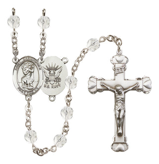 Silver-Plated 6mm Saint Christopher / Navy Rosary