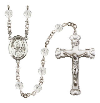Silver Plated 6mm Fire Polished Saint David of Wales Rosary in Crystal