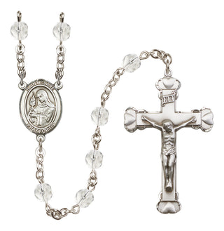 Silver-Plated 6mm Saint Clare of Assisi  Engraved Catholic Rosaries