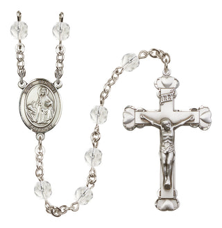 Silver-Plated 6mm Saint Dymphna  Engraved Catholic Rosaries