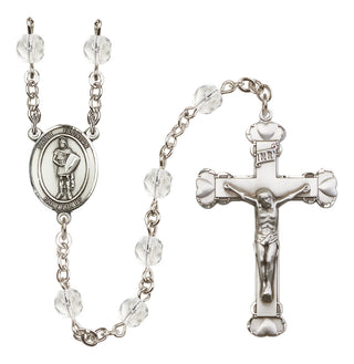 Silver-Plated 6mm Saint Florian  Engraved Catholic Rosaries