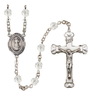 Silver Plated 6mm Fire Polished San Francis Rosary in Crystal