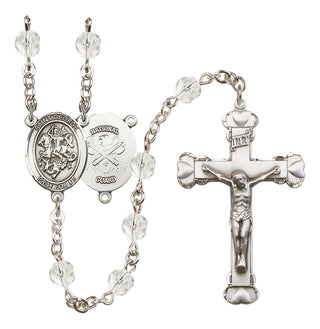 Silver-Plated 6mm Saint George / Nat'l Guard Rosary
