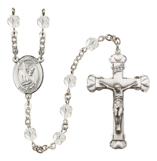 Silver Plated 6mm Fire Polished Saint Helen Rosary in Crystal