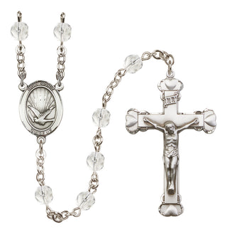 Silver-Plated 6mm Holy Spirit  Engraved Catholic Rosaries