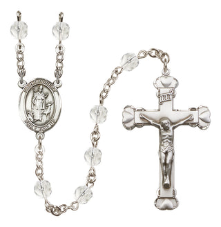 Silver-Plated 6mm Saint Hubert of Liege  Engraved Catholic Rosaries