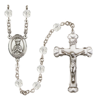 Silver Plated 6mm Fire Polished Saint Henry II Rosary in Crystal
