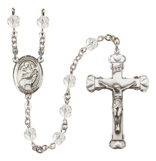 Silver-Plated 6mm Saint Jason  Engraved Catholic Rosaries
