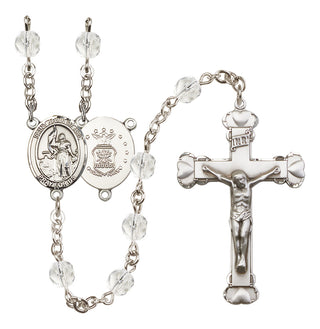 Silver-Plated 6mm Saint Joan of Arc / Air Force Rosary