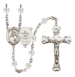 Silver-Plated 6mm Saint Joan of Arc / Army Rosary