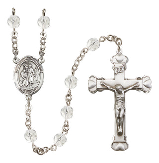 Silver Plated 6mm Fire Polished Saint John the Baptist Rosary in Crystal