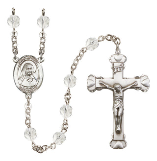 Silver Plated 6mm Fire Polished Saint Louise de Marillac Rosary in Crystal