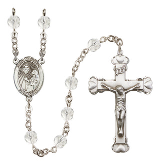 Silver Plated 6mm Fire Polished Saint Margaret Mary Alacoque Rosary in Crystal