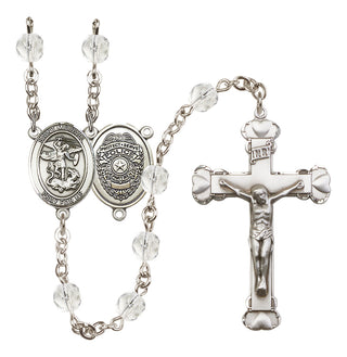 Silver-Plated 6mm Saint Michael the Archangel/Policeman Rosary