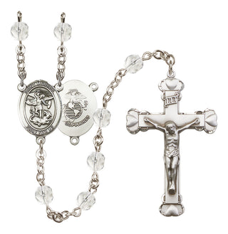 Silver-Plated 6mm Saint Michael / Marines Rosary