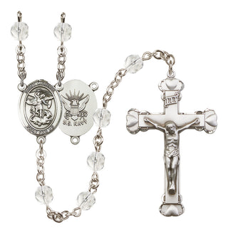 Silver-Plated 6mm Saint Michael / Navy Rosary