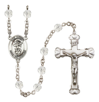 Silver-Plated 6mm San Miguel Arcangel  Engraved Catholic Rosaries