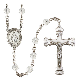 Silver Plated 6mm Fire Polished Miraculous Rosary in Crystal