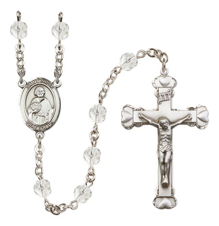Silver Plated 6mm Fire Polished Saint Philip the Apostle Rosary in Crystal