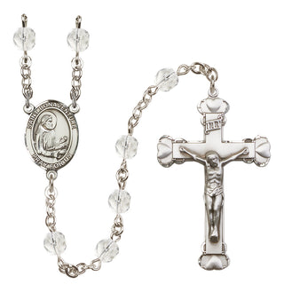 Silver Plated 6mm Fire Polished Saint Bonaventure Rosary in Crystal