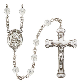 Silver Plated 6mm Fire Polished Our Lady of Providence Rosary in Crystal