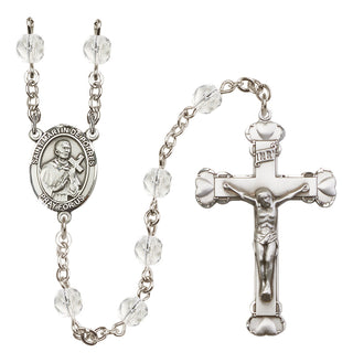Silver Plated 6mm Fire Polished Saint Martin de Porres Rosary in Crystal