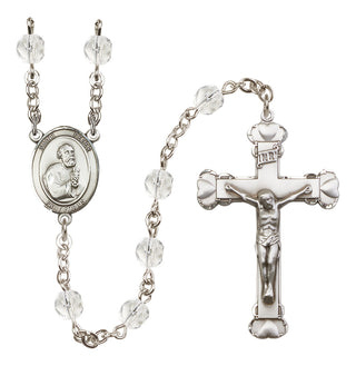 Silver Plated 6mm Fire Polished Saint Peter the Apostle Rosary in Crystal
