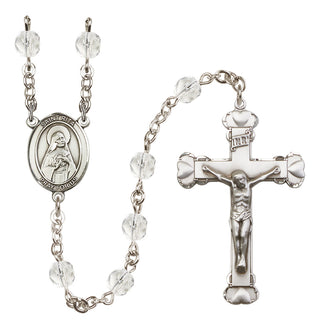 Silver Plated 6mm Fire Polished Saint Rita of Cascia Rosary in Crystal