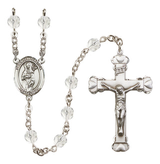 Silver-Plated 6mm Saint Scholastica  Engraved Catholic Rosaries