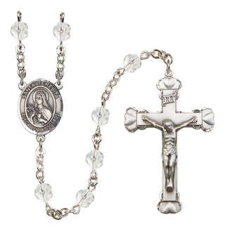 Silver Plated 6mm Fire Polished Santa Teresita Rosary in Crystal