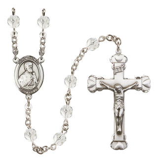 Silver Plated 6mm Fire Polished Saint Thomas the Apostle Rosary in Crystal