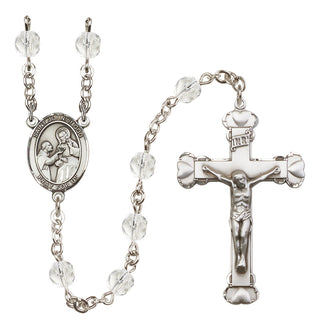 Silver Plated 6mm Fire Polished Saint John of God Rosary in Crystal