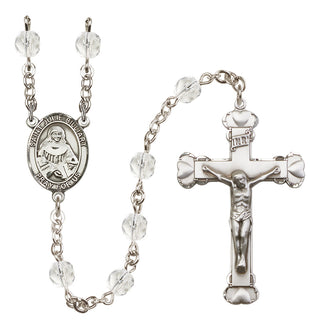 Silver Plated 6mm Fire Polished Saint Julie Billiart Rosary in Crystal