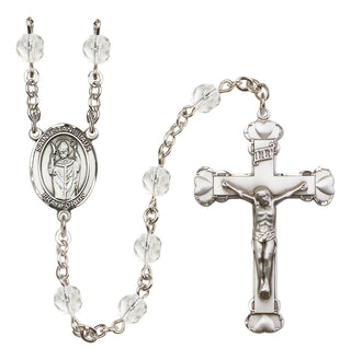 Silver Plated 6mm Fire Polished Saint Stanislaus Rosary in Crystal