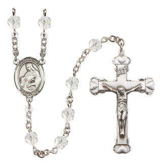Silver Plated 6mm Fire Polished Saint Agnes of Rome Rosary in Crystal