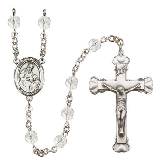 Silver-Plated 6mm Saint Ambrose  Engraved Catholic Rosaries