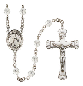 Silver-Plated 6mm Saint Christopher/Basketball Rosary