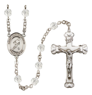 Silver-Plated 6mm Saint Christopher/Soccer  Engraved Catholic Rosaries