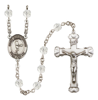 Silver-Plated 6mm Saint Christopher/Tennis Rosary