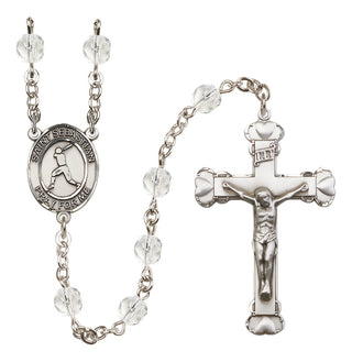 Silver-Plated 6mm Saint Sebastian/Baseball Rosary