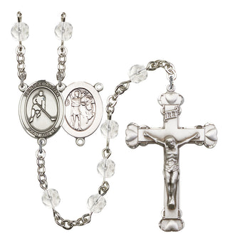Saint Sebastian and Ice Hockey Rosary with Crystal Beads