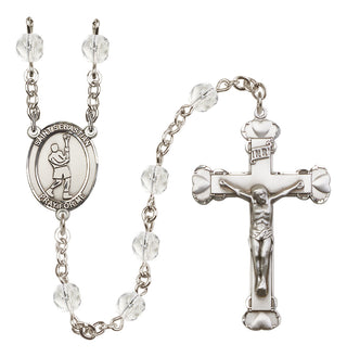Silver-Plated 6mm Saint Sebastian/Lacrosse Rosary