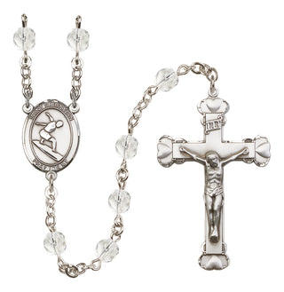Silver-Plated 6mm Saint Sebastian/Surfing Rosary