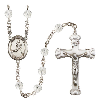 Silver-Plated 6mm Saint Sebastian/Track & Field Rosary