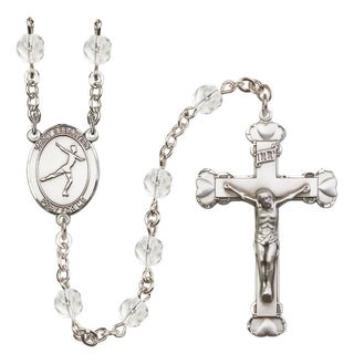Silver-Plated 6mm Saint Sebastian/Figure Skating Rosary